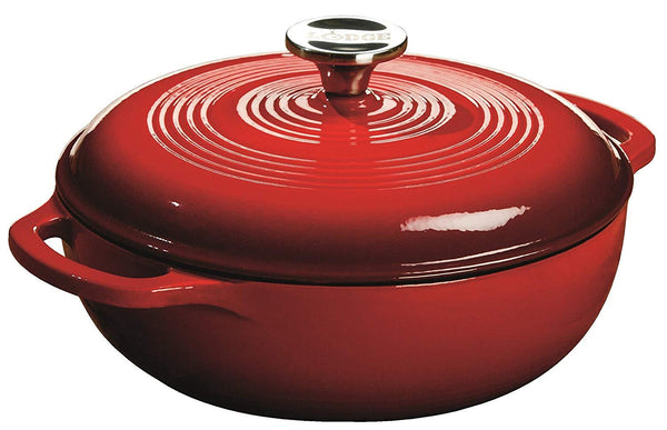 Lodge 6 Quart Enameled Cast Iron Dutch Oven. Classic Red Enamel Dutch Oven (Island Spice Red)