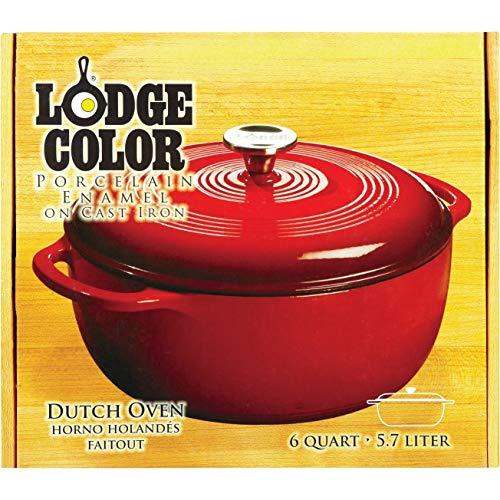 Lodge 6 Quart Enameled Cast Iron Dutch Oven. Classic Red Enamel Dutch Oven (Island Spice Red)