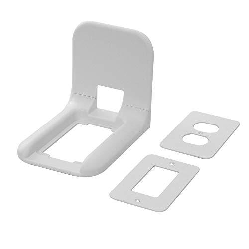 WALI Wall Outlet Shelf Standard Vertical Duplex GFCI Décor Outlet with Cable Channel Charging for Cell Phone, Dot 1st and 2nd 3rd Gen, Google Home, Speaker up to 10lbs (OLS001-W), White