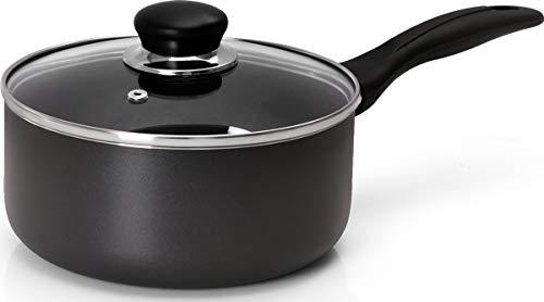 Utopia Kitchen 2 Quart Nonstick Saucepan with Glass Lid - Induction Bottom - Multipurpose Use for Home Kitchen or Restaurant