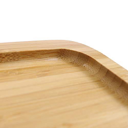 Bamboo Tray Bathroom Rectangle Serving Tray With Handles, 12 x 8.5" Serve Food Coffee or Tea at Home, Hotel & Restaurant By HTB