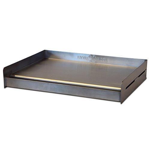 Little Griddle SQ180 100% Stainless Steel Universal Griddle with Even Heating Cross Bracing for Charcoal/Gas Grills, Camping, Tailgating, and Parties (18"x13"x3")