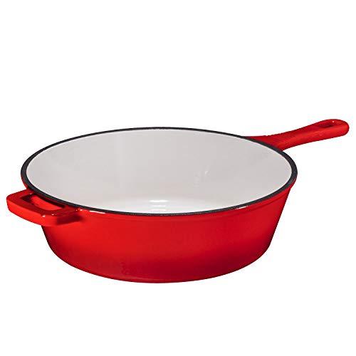 Ultimate Pre-Seasoned 2-In-1 Cast Iron Multi-Cooker – Heavy Duty 3 Quart Skillet and Lid Set, Versatile Healthy Design, Non-Stick Kitchen Cookware, Use As Dutch Oven Frying Pan (Pre-Seasoned)