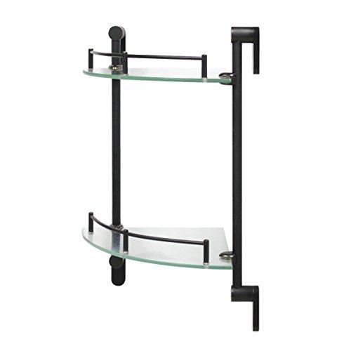 MODONA Double Corner Glass Shelf with Pre-installed Rail - RUBBED BRONZE - Oval Series - 5 Year Warrantee