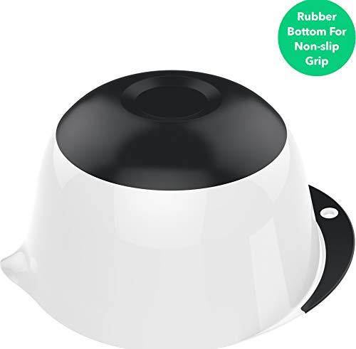 Vremi 3 Piece Plastic Mixing Bowl Set - Nesting Mixing Bowls with Rubber Grip Handles Easy Pour Spout and Non Slip Bottom - Three Sizes Small Large Capacity for Kitchen Baking or Salad - White Multi