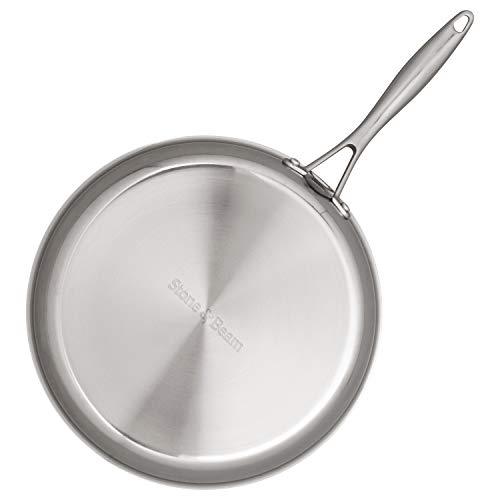 Stone & Beam Fry Pan With Lid, 12 Inch, Tri-Ply Stainless Steel