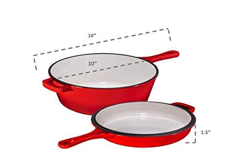 Ultimate Pre-Seasoned 2-In-1 Cast Iron Multi-Cooker – Heavy Duty 3 Quart Skillet and Lid Set, Versatile Healthy Design, Non-Stick Kitchen Cookware, Use As Dutch Oven Frying Pan (Pre-Seasoned)