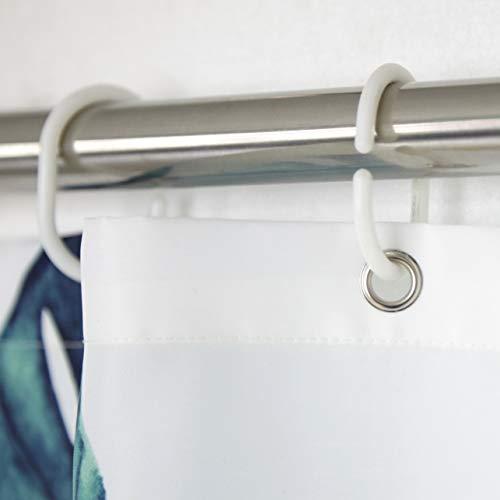 JRing Shower Curtain Polyester Fabric Waterproof Machine Washable with 12 Hooks 72x72 Inch