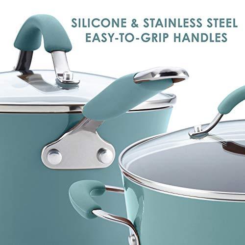 Rachael Ray 16344 12-Piece Aluminum Cookware Set, Agave Blue