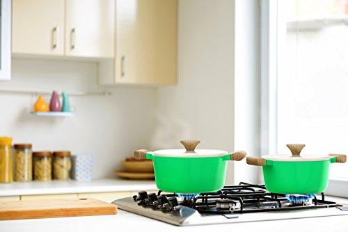 Vremi 8 Piece Ceramic Nonstick Cookware Set - Induction Stovetop Compatible Dishwasher Safe Non Stick Pots with Lids and Frying Pans - PTFE PFOA Free - Blue