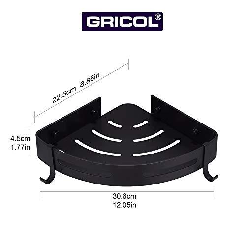Gricol Bathroom Shower Shelf Triangle Wall Shower Caddy Space Aluminum Self Adhesive No Damage Wall Mount (Silver)