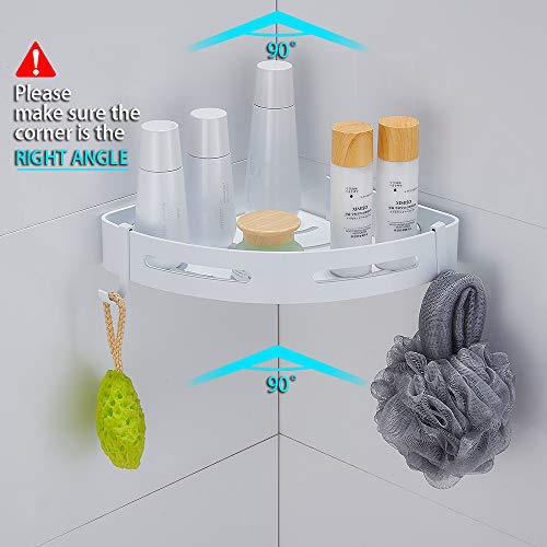Gricol Bathroom Shower Shelf Triangle Wall Shower Caddy Space Aluminum Self Adhesive No Damage Wall Mount (Silver)
