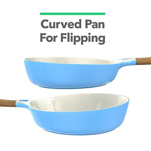 Vremi 8 Piece Ceramic Nonstick Cookware Set - Induction Stovetop Compatible Dishwasher Safe Non Stick Pots with Lids and Frying Pans - PTFE PFOA Free - Blue