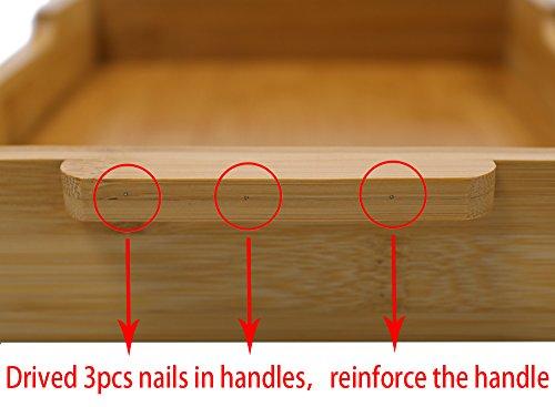 Bamboo Tray Bathroom Rectangle Serving Tray With Handles, 12 x 8.5" Serve Food Coffee or Tea at Home, Hotel & Restaurant By HTB