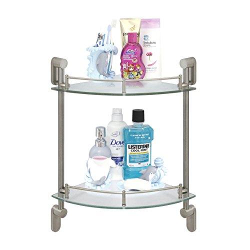 MODONA Double Corner Glass Shelf with Pre-installed Rail - RUBBED BRONZE - Oval Series - 5 Year Warrantee