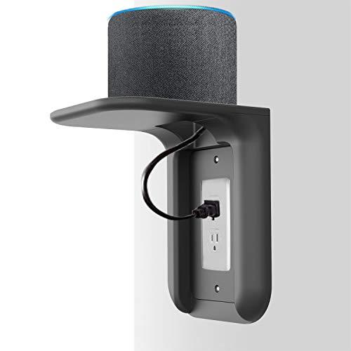 WALI Wall Outlet Shelf Standard Vertical Duplex GFCI Décor Outlet with Cable Channel Charging for Cell Phone, Dot 1st and 2nd 3rd Gen, Google Home, Speaker up to 10lbs (OLS001-W), White