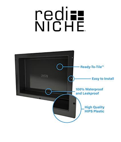 Redi Niche Single Recessed Shower Shelf – Black, One Inner Shelf, 16-Inch Width x 14-Inch Height x 4-Inch Depth