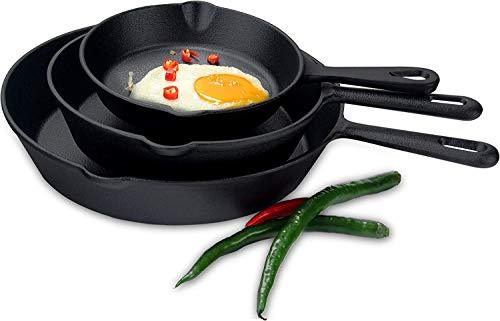 Utopia Kitchen Pre-Seasoned Cast Iron Skillet Set 3-Piece - 6 Inch, 8 Inch and 10 Inch