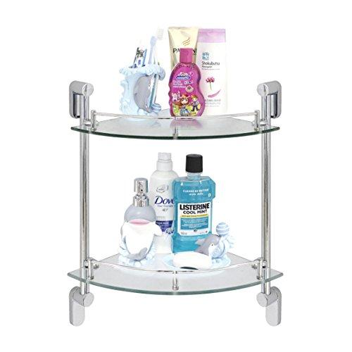MODONA Double Corner Glass Shelf with Pre-installed Rail - RUBBED BRONZE - Oval Series - 5 Year Warrantee