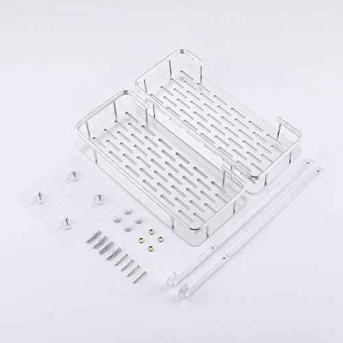 KES 2-Tier Bathroom Shelf No Drill Rectangle Shower Caddy Organizer Aluminum Without Drilling Screw Free Wall Mount Anodized, A4028BDF