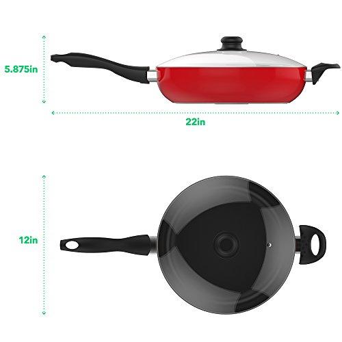 Vremi 15 Piece Nonstick Cookware Set - Durable Aluminum Pots and Pans with Cooking Utensils - Colorful Oven Safe and Multi Quart Enameled Saucepans Dutch Ovens and Fry Pans with Glass Lid
