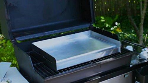Little Griddle SQ180 100% Stainless Steel Universal Griddle with Even Heating Cross Bracing for Charcoal/Gas Grills, Camping, Tailgating, and Parties (18"x13"x3")
