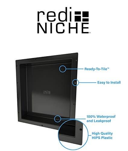 Redi Niche Single Recessed Shower Shelf – Black, One Inner Shelf, 16-Inch Width x 14-Inch Height x 4-Inch Depth