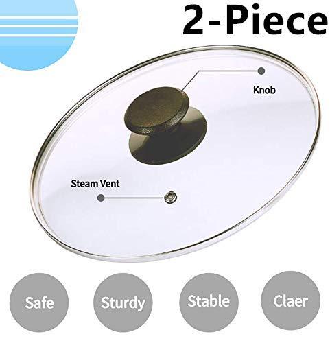 Elohas Glass Frying Pan Lid, 12 Inch Tempered Glass Cookware Lid With Vent | Stainless Steel Handle and Rim | Oven Safe and Dishwasher Safe | Perfect for Warming, Steaming, Simmering, and Braising