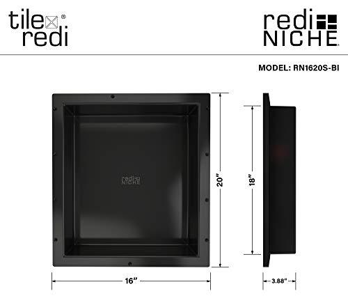 Redi Niche Single Recessed Shower Shelf – Black, One Inner Shelf, 16-Inch Width x 14-Inch Height x 4-Inch Depth