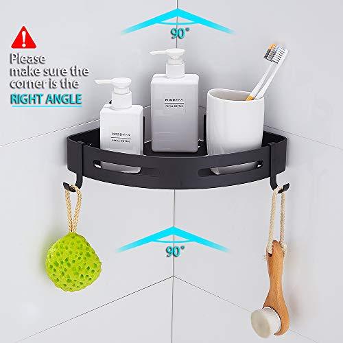 Gricol Bathroom Shower Shelf Triangle Wall Shower Caddy Space Aluminum Self Adhesive No Damage Wall Mount (Silver)
