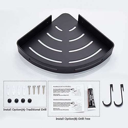 Gricol Bathroom Shower Shelf Triangle Wall Shower Caddy Space Aluminum Self Adhesive No Damage Wall Mount (Silver)