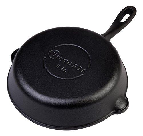 Large Pre-Seasoned Cast Iron Skillet by Victoria, 12-inch Round Frying Pan with Helper Handle, 100% Non-GMO Flaxseed Oil Seasoned, SKL-212