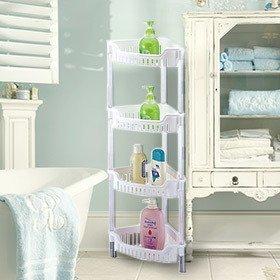 Corner Bathroom, Kitchen & Garage 4 Tier Basket Storage Shelving Unit By Above Edge – Durable, Water Resistant, Rust Proof Material – Ideal For Towels, Toilet Paper, Tissues, Shampoo Bottles