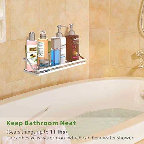 Adhesive Bathroom Shelf, iSEPCLE 2 Pack Shower Caddy Organizer Storage Rack, No Drilling, No Damage for Wall, 201 Stainless Steel