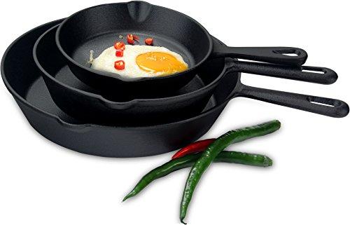 Utopia Kitchen Pre-Seasoned Cast Iron Skillet Set 3-Piece - 6 Inch, 8 Inch and 10 Inch