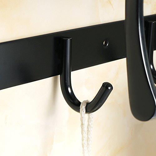 Alise Towel Rack Bathroom Folding Shelf with Swing Towel Bar and 5 Hooks Heavy Duty Wall Mount,SUS304 Stainless Steel Matte Black