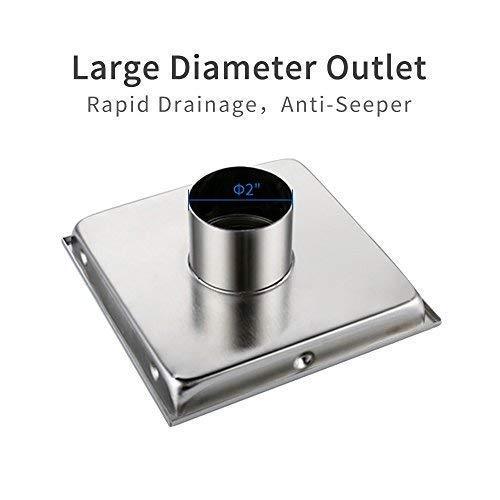 DESFAU Square Shower Drain 6-Inch, Tile Insert Square Drain JD47030900BNUS