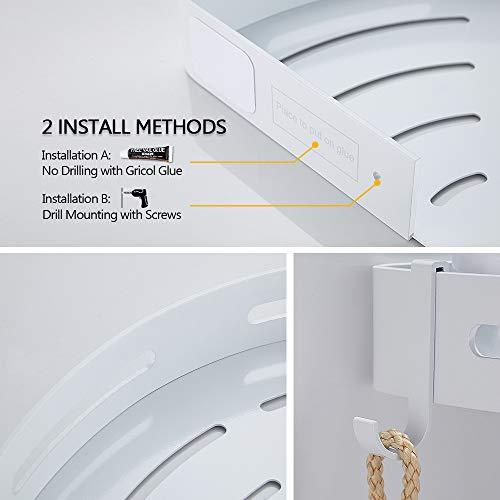 Gricol Bathroom Shower Shelf Triangle Wall Shower Caddy Space Aluminum Self Adhesive No Damage Wall Mount (Silver)