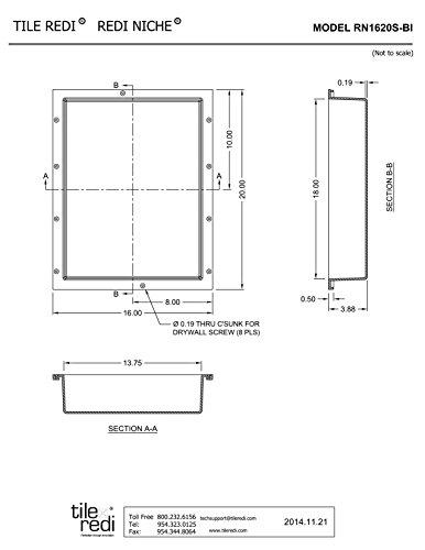 Redi Niche Single Recessed Shower Shelf – Black, One Inner Shelf, 16-Inch Width x 14-Inch Height x 4-Inch Depth