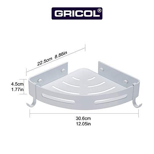 Gricol Bathroom Shower Shelf Triangle Wall Shower Caddy Space Aluminum Self Adhesive No Damage Wall Mount (Silver)