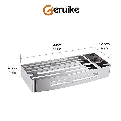 GERUIKE Bathroom Shower Shelf Wall Mounted Stainless Steel Rectangular Caddy Organizer Rustproof Self Adhesive