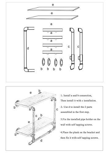 Ucared Industrial Pipe Shelves 2 Tiers Wall Mounted Shelves,Rustic Wall Shelf with Towel Bar,24" Towel Racks for Bathroom Organizer Storage,Wood Metal Wall Mounted Hanging Shelves