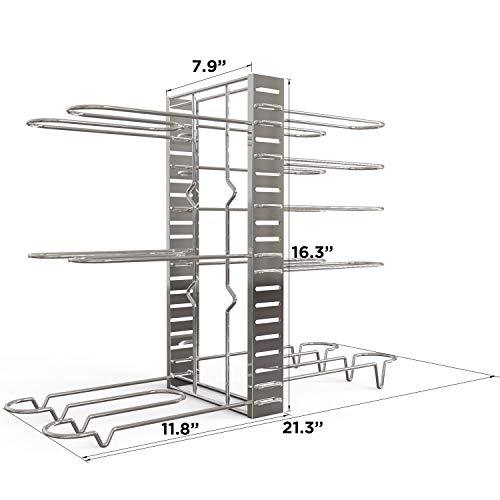 GeekDigg Pot Rack Organizer, 3 DIY Methods, Height and Position are Adjustable 8+ Pots Holder, Black Metal Kitchen Cabinet Pantry Pot Lid Holder