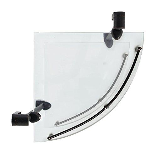 MODONA Double Corner Glass Shelf with Pre-installed Rail - RUBBED BRONZE - Oval Series - 5 Year Warrantee