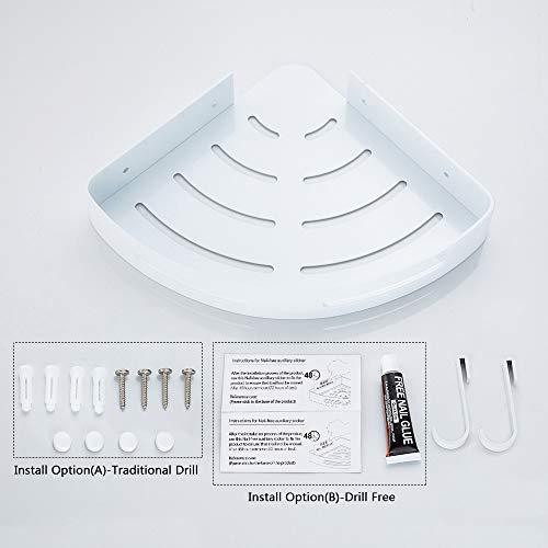Gricol Bathroom Shower Shelf Triangle Wall Shower Caddy Space Aluminum Self Adhesive No Damage Wall Mount (Silver)