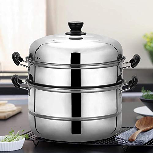 Beeiee 3 Tier Stainless Steel 11.2-Inch Diameter Steamer Cookware Pot Saucepot Multi-layer Boiler