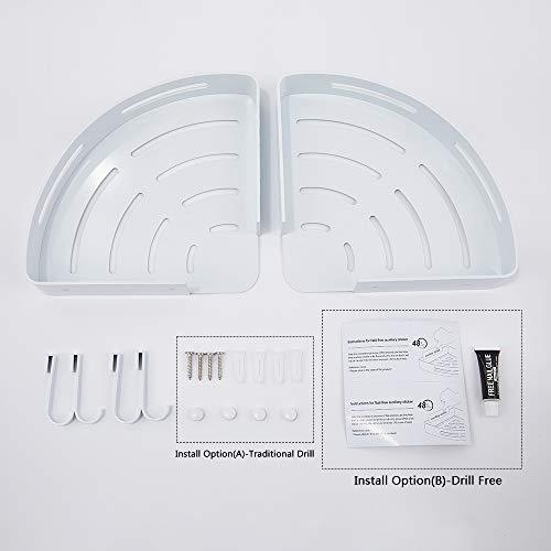 Gricol Bathroom Shower Shelf Triangle Wall Shower Caddy Space Aluminum Self Adhesive No Damage Wall Mount, 2 Pack