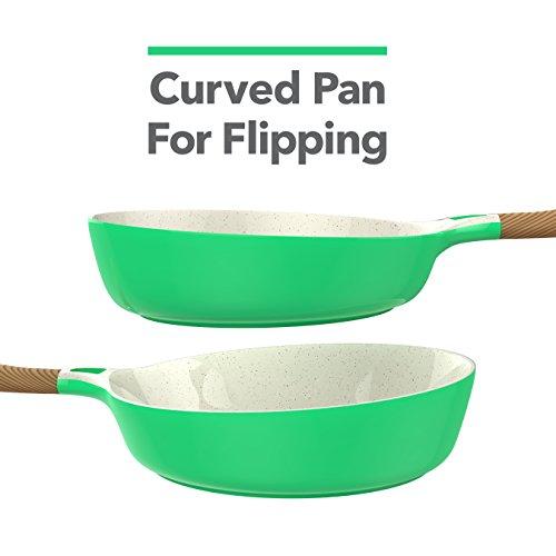 Vremi 8 Piece Ceramic Nonstick Cookware Set - Induction Stovetop Compatible Dishwasher Safe Non Stick Pots with Lids and Frying Pans - PTFE PFOA Free - Blue
