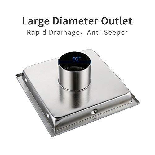 DESFAU Square Shower Drain 6-Inch, Tile Insert Square Drain JD47030900BNUS