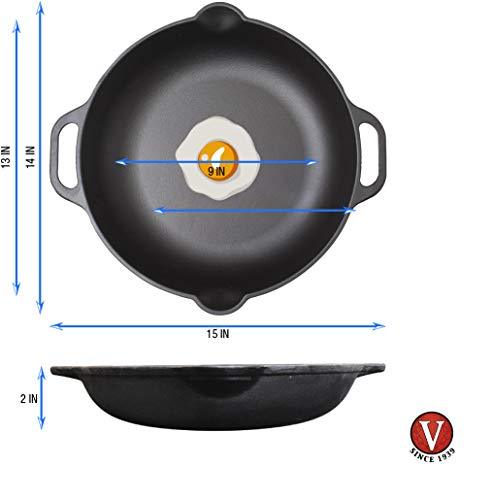 Large Pre-Seasoned Cast Iron Skillet by Victoria, 12-inch Round Frying Pan with Helper Handle, 100% Non-GMO Flaxseed Oil Seasoned, SKL-212